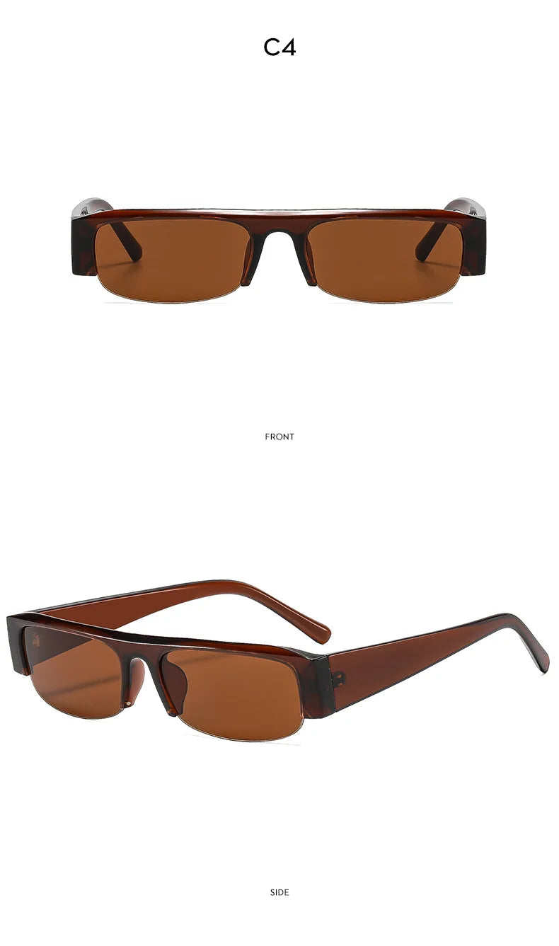 vintage small rectangle half frame black sunglasses for new fashion leopard gradient sun glasses ladies trendy driving eyewear