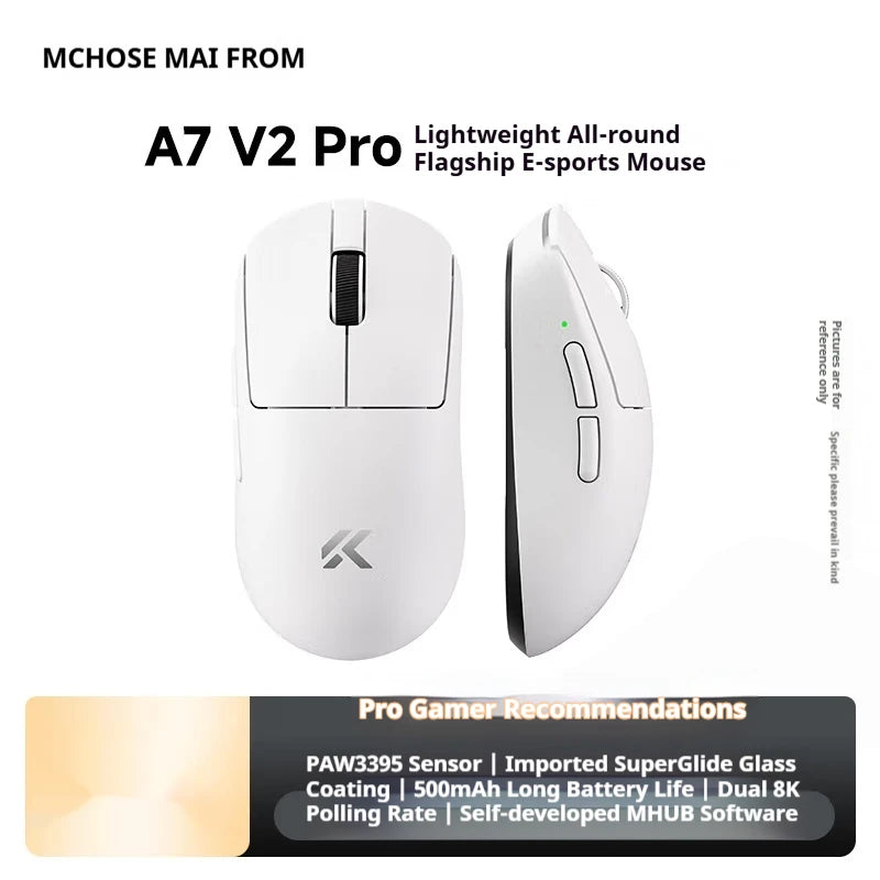 Bezdrôtová myš MCHOSE A7 V2 Ultra+ Tri-Mode Lightweight Paw3950 Ti 42000dpi 500mah pre PC, e-šport a notebook – herná myš a príslušenstvo