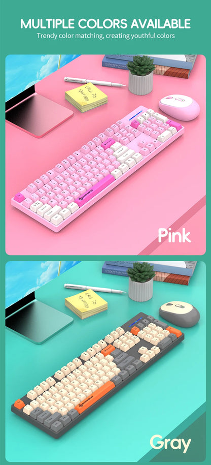 NexusClick Wireless Gaming Office Keyboard&Mouse Set Smart Power Saving Full Size 104 Keys 1600DPI Adjustable USB for Laptop PC