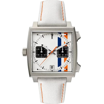 Customized Men Quartz Chronograph VK63 Movement Sapphire Glass White Black Blue Leather Strap Luminous Waterproof Shockproof