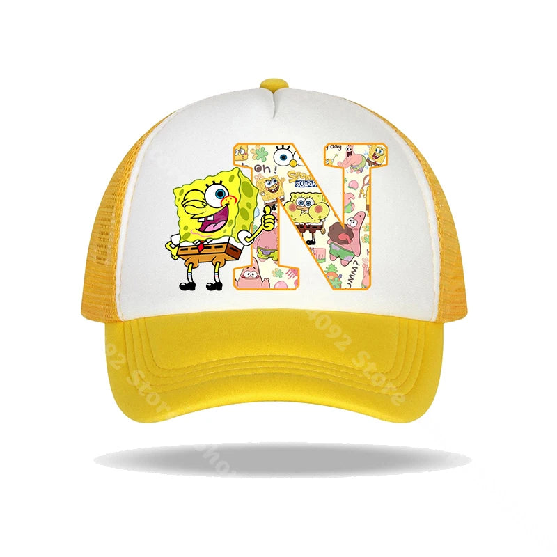 Casquette de baseball Bob l'éponge pour enfants et adultes, imprimé lettres, chapeaux de soleil, anime, dessin animé, casquettes à visière réglable, chapeau décontracté d'été, nouveauté