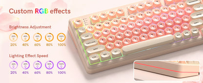 Womier Foundation WK98 Mechanical Keyboard With Display Pink Creamy 3 Mode Ergonomic Gasket Hot Swappable Gaming Keyboard