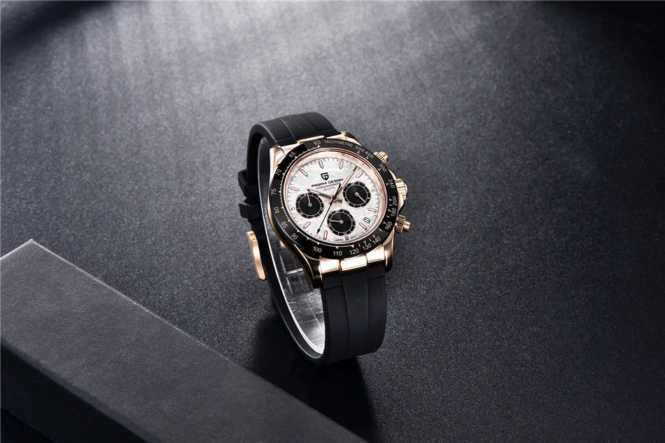 PAGANI DESIGN V2 40MM Relógio masculino de quartzo com mostrador meteorito, safira, cronógrafo retro, impermeável para homem