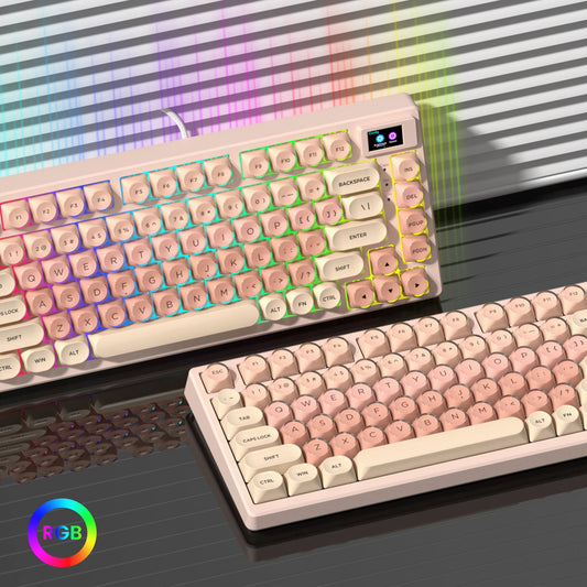 Womier S-K80 Keyboard Liquid 75% Hot Swap Keyboard with Color OLED Display Mechanical Gaming Keyboard Gasket Mount RGB for Windo
