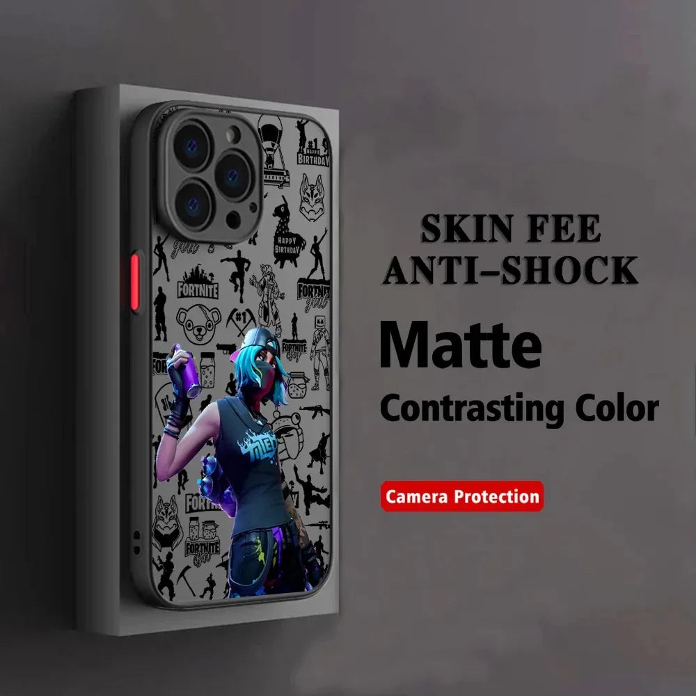 Hot Game F-Fortnites Phone Case For Oppo A6 A5 A5x A59 A98 A38 A58 A78 A76 A57 A17 A55 A94 A74 A54 A16K A16 Pro 5G Matte Cover