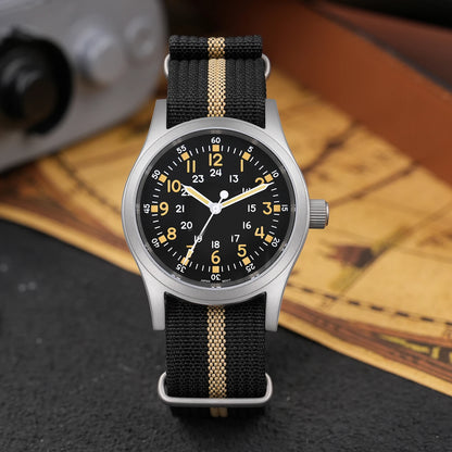 Militado ML05 38mm Military Field Watch VH31 Sweep Quartz Movement Domed Sapphire Crystal Waterproof 100M Super Luminous Watches