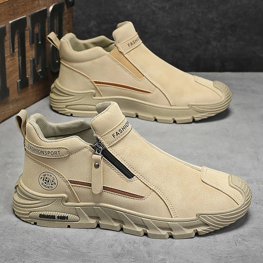 Ανδρικά ψηλά sneakers με φερμουάρ | Casual αντιολισθητικά μποτάκια εργασίας | Μοντέρνα άνετα παπούτσια περπατήματος για άνδρες