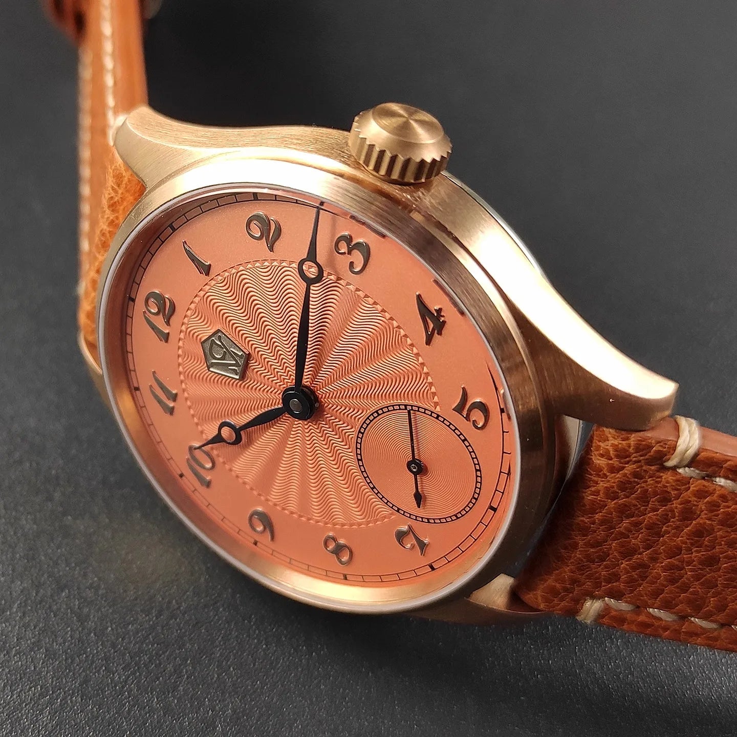 40.5 Men's Manual Mechanical Watch Tin Bronze Guilloché Surface Three-Dimensional Silver Nail Roasted Blue Needle Seagull ST3621