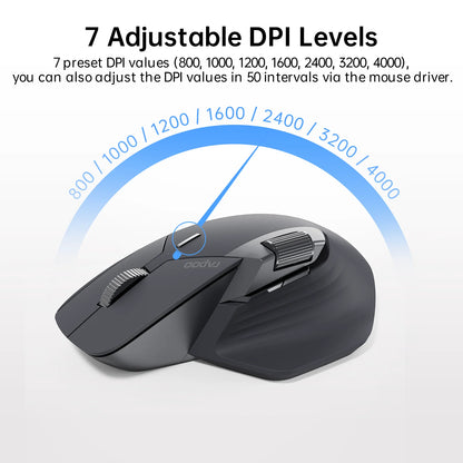 Bezprzewodowa, ergonomiczna mysz Rapoo MT760L/MT760M Multi-mode, akumulatorowa, 4000 DPI, obsługa do 4 urządzeń, Bluetooth