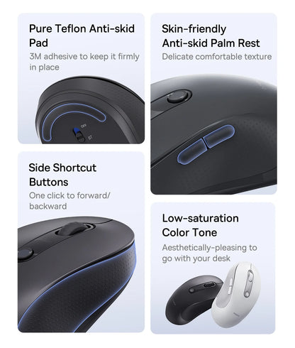 Baseus Wireless Mouse Bluetooth 5.3 2.4GHz Ergonomic 7 Silent Buttons Free Mouse Pad for MacBook Tablet Laptop Computer PC Mice