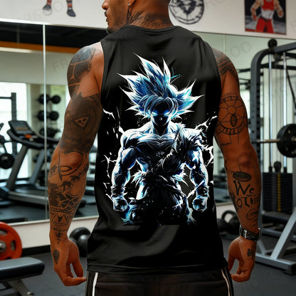 Dragon Ball Super Saiyan Sports Vest Men's and Women's Same Summer Fitness Running Street Breathable Sleeveless Top Anime Vest