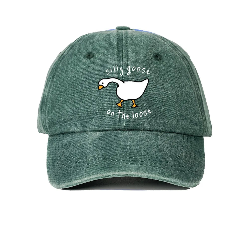 Big Goose Printed Baseball Hat for Men and Women, Small Fresh Soft Top Duck Tongue Hat, Sunshade Hat, Outdoor Sunscreen