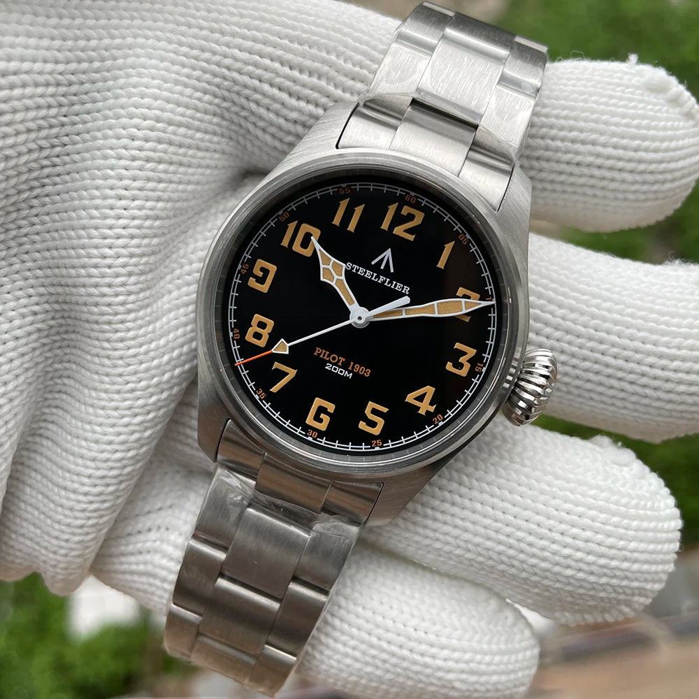 STEELFLIER Official SF740V New Quartz Pilot Series Swiss C3 Luminous 200M Waterproof VH31 Movement Men's Fashion Business Watch