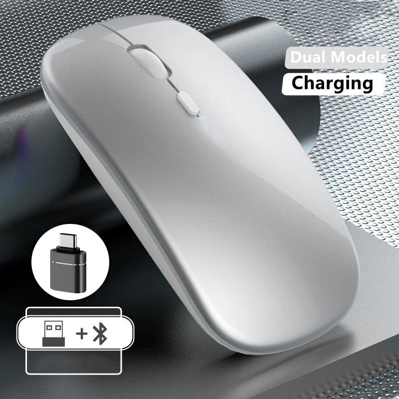 Wireless Mouse Rechargeable Dual Modes Bluetooth-compatible 2.4G USB Computer Mice For Laptop iPad Tablet Notebook Gaming Mouse