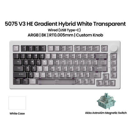 Akko 5075 V3 HE Magnetic Keyboard 75% Custom Mechanical Gaming Keyboard Rapid Trigger 0.005mm 8K Polling Rate ARGB