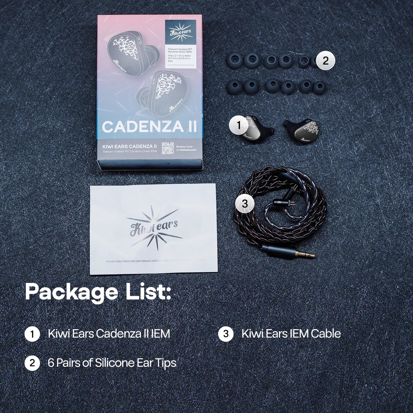 Linsoul Kiwi Ears Cadenza II IEM 10mm Titanium Dynamic Driver HiFi Earphones with KARS 2.0 & Detachable Cable
