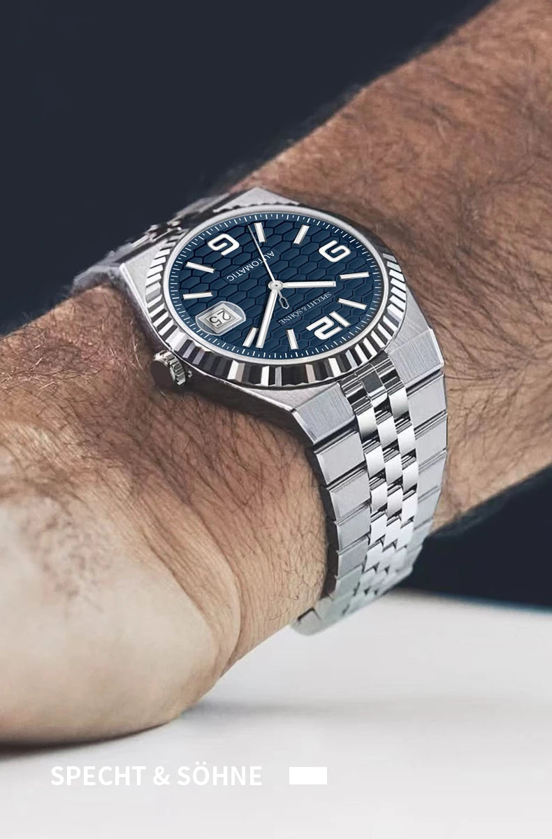 Specht & Söhne New Mens Watches Miyota 8215 Automatic Mechanical Wristwatches Stainless Steel Watch Relogio Masculino 37MM