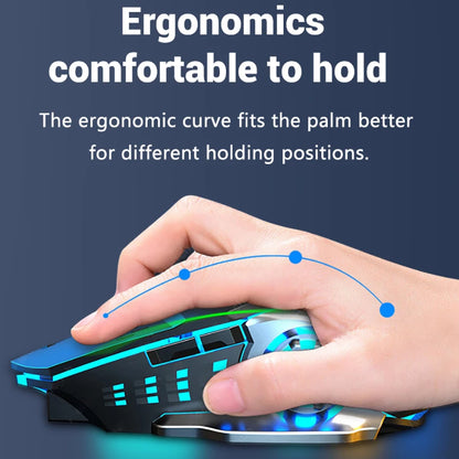 Vezeték nélküli Bluetooth egér 2.4G USB Mecha gaming egér, újratölthető, halk, háttérvilágításos, ergonomikus irodai egér, gamer kiegészítők