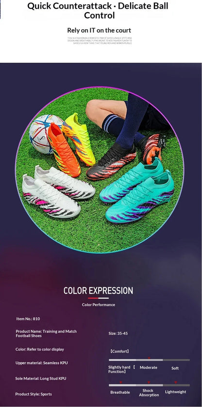 New Men's Football Boots Sport Soccer Shoes Match Unisex Ultralight Cleats Comfortable Non-Slip Outdoor Adult Grass High-quality