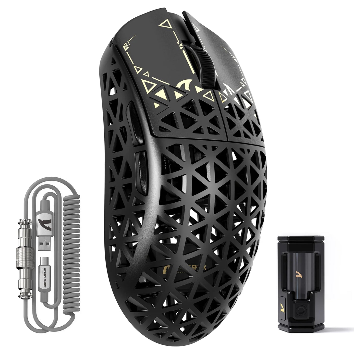 ATTACK SHARK R5Ultra Carbon Fiber Wireless 8K PAW3950MAX Gaming Mouse with 8K Coiled Cable