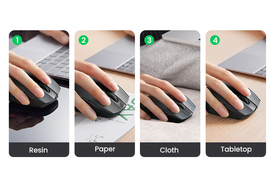 UGREEN langaton hiiri Bluetooth 5.0, ergonominen 4000DPI, 6 hiljaista painiketta, MacBookille, tabletille, kannettaville tietokoneille, tietokoneelle ja PC:lle, 2.4G-hiiri