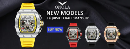 2022 New ONOLA Men Watch Automatic Mechanical Watch for Men Business Sport Wristwatch Luminous Waterproof Leather Belt Clock