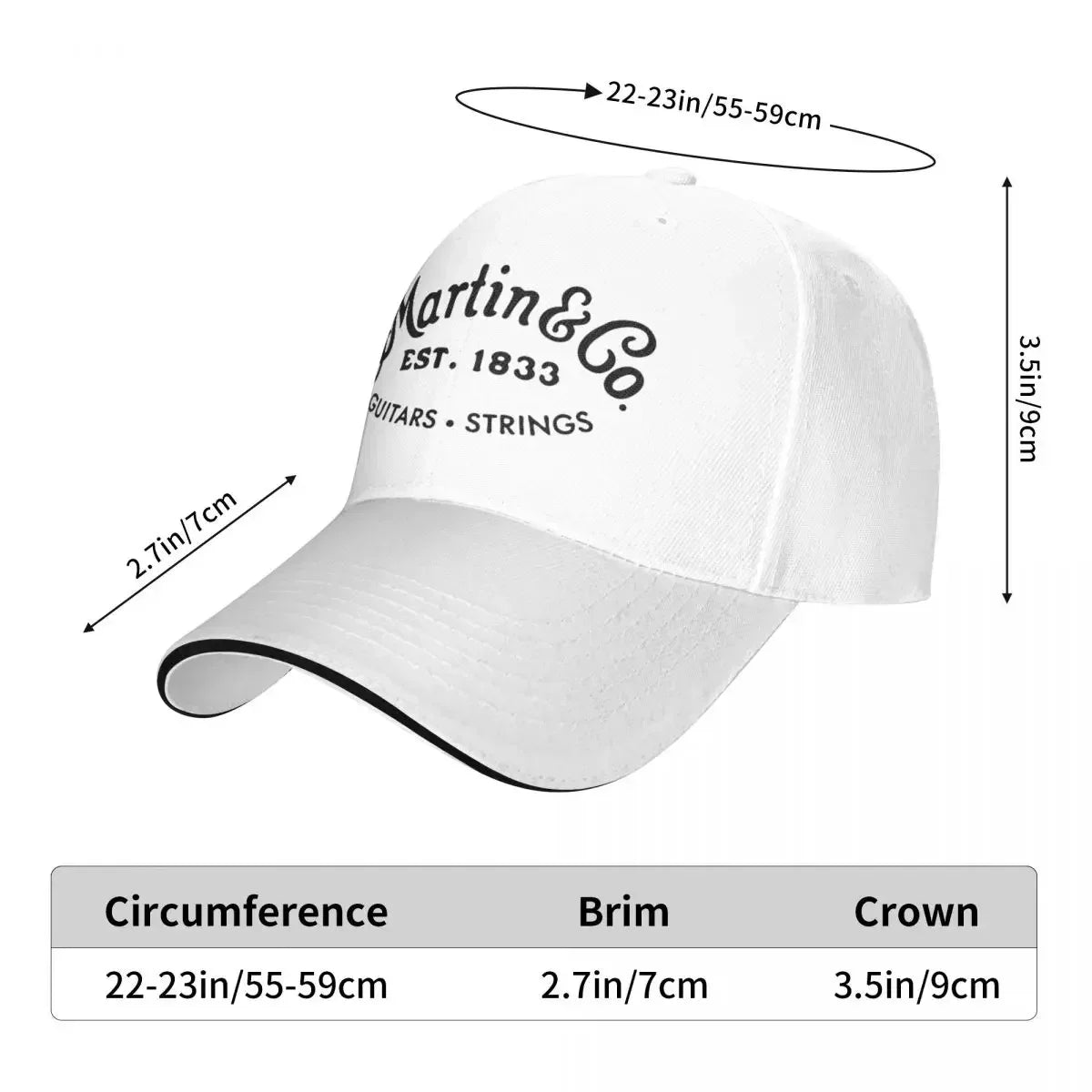 Casquette de baseball Martin Guitar Black Design authentique, streetwear, bonnets d'hiver pour femme et homme
