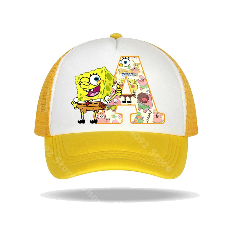 Casquette de baseball Bob l'éponge pour enfants et adultes, imprimé lettres, chapeaux de soleil, anime, dessin animé, casquettes à visière réglable, chapeau décontracté d'été, nouveauté