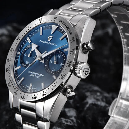 PAGANI DESIGN 2024 New Wide arrow Moon Men's Watches Luxury Quartz Watch For Men Sport Retro Chronograph VK64 AR Sapphire glass
