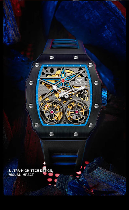 2022 New ONOLA Men Watch Automatic Mechanical Watch for Men Business Sport Wristwatch Luminous Waterproof Leather Belt Clock