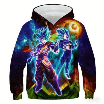 2025 Hot Sale Trend Hip-Hop Hooded Sweatshirt Kids Adults Dragon Ball Battle Suit 3D Print Hoodie Sports Sweatshirt Top Clothing