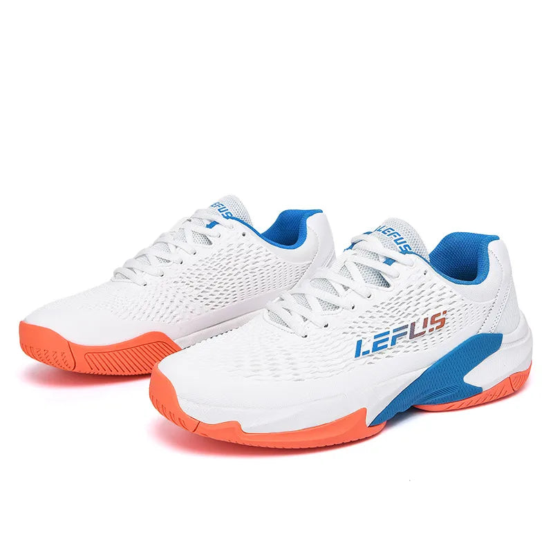 Men's and Women's Large Sizes Breathable Tennis Shoes Blue and Gray Gym Walking Badminton Sneakers