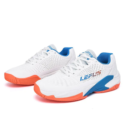 Men's and Women's Large Sizes Breathable Tennis Shoes Blue and Gray Gym Walking Badminton Sneakers