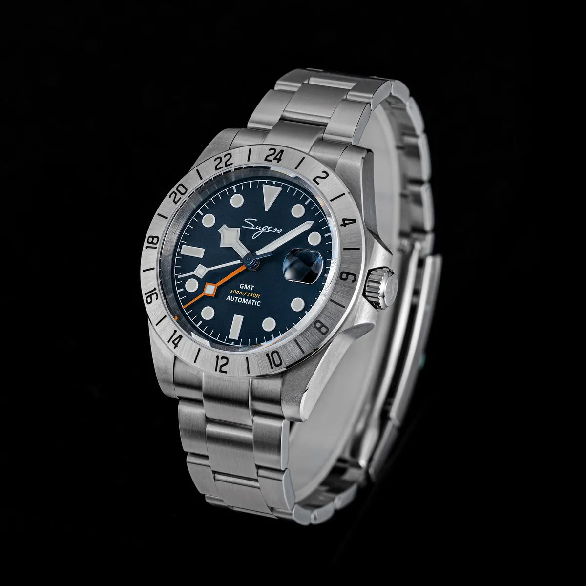 SEESTERN GMT Retro Watch for Men NH34 Automatic Movement Mechanical Wristwatches Sapphire Crystal Fine-tuning Pull Button S436