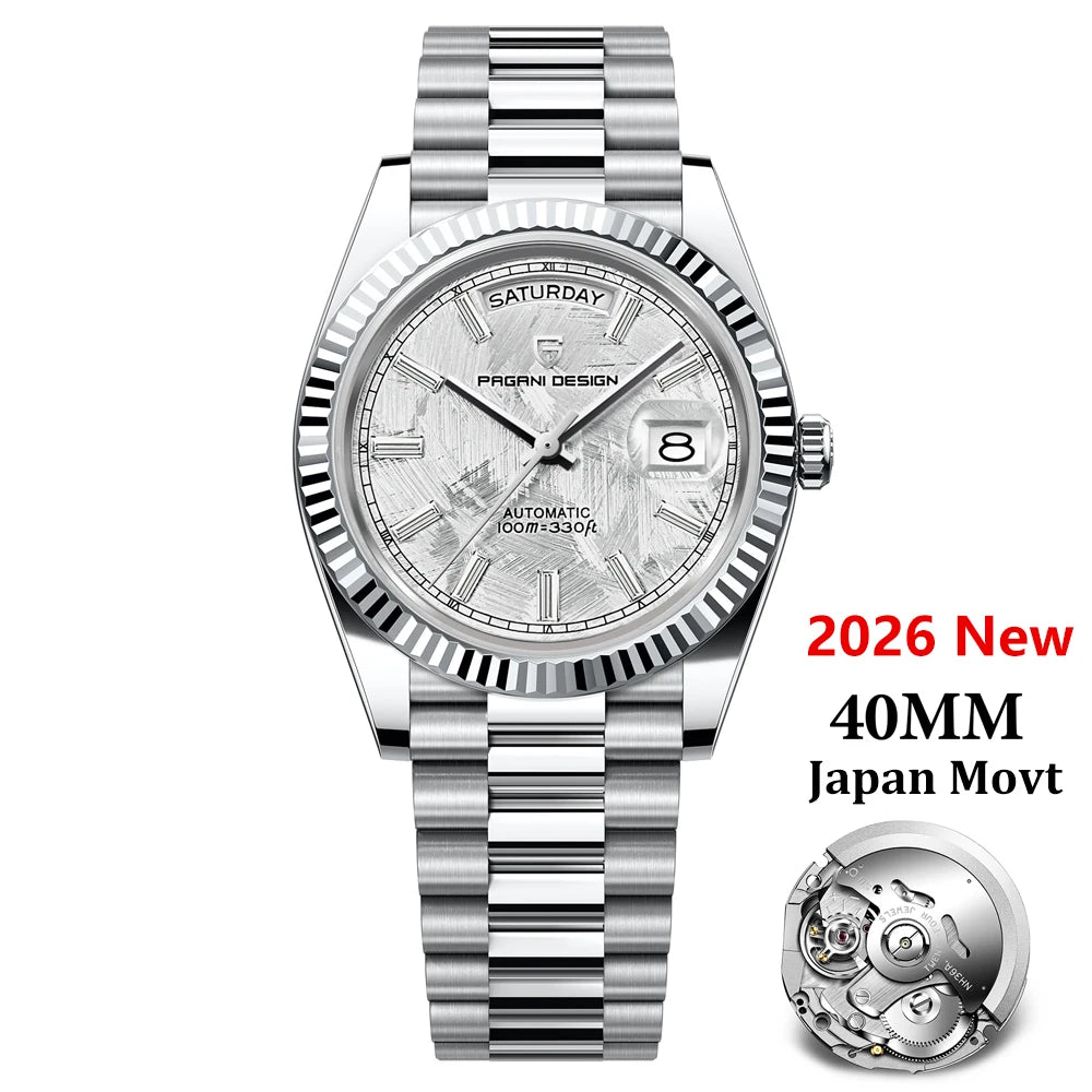 PAGANI DESIGN 2026 New Rose Gold Blue DD40 Luxury Automatic Watch Men Mechanical Wristwatch Mens Sapphire glass Waterproof Watch