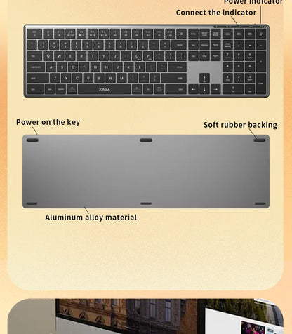 Backlight Bluetooth Keyboard Multi-Device Full Size Wireless Keyboard with Number Pad, Rechargeable Slim Multimedia Keyboard