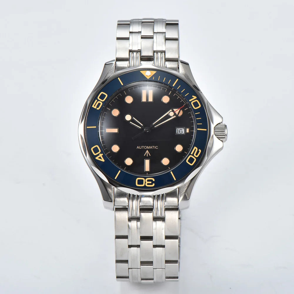 Parnsrpe Nouvelle montre de plongée automatique Miyota 8215 pour homme, sport de luxe, cadran vert, luminescent, verre saphir, date, étanche, bus