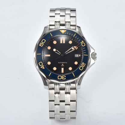 Parnsrpe Nouvelle montre de plongée automatique Miyota 8215 pour homme, sport de luxe, cadran vert, luminescent, verre saphir, date, étanche, bus