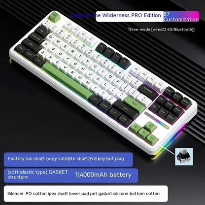 AULA F87 Pro Mechanical Keyboard 2.4g/Usb/Bluetooth Tri Mode Wireless 87 Key RGB PBT Gasket 5 Layer Silencing Full Key No Impact