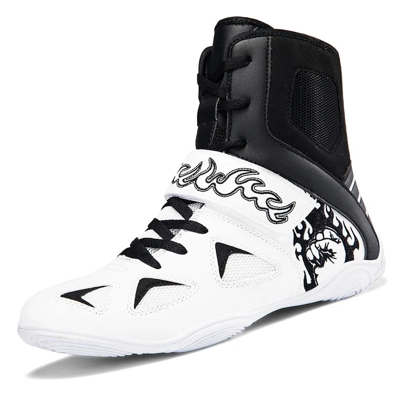 2026 Professional Boxing Shoes Big Size Wrestling Shoes Lightweight Outdoor Male Gym Training Sneakers White Red Man