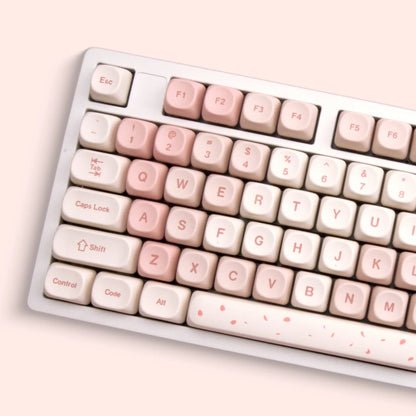 Sakura Pink MOA Keycaps PBT 142 Keys Cream Strawberry for 60/64/84/98/108 Gaming Mechanical Keyboard MX Switch