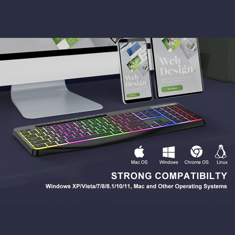New Wired Light Backlit RGB Mute Keyboard Desktop Notebook Home Business For Office Ultra Thin USB office home