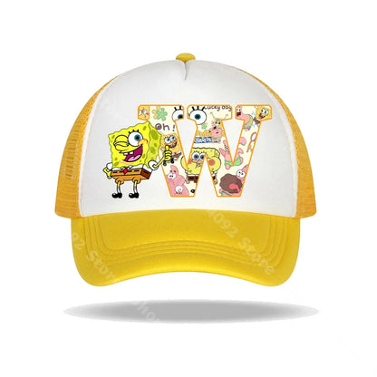 Casquette de baseball Bob l'éponge pour enfants et adultes, imprimé lettres, chapeaux de soleil, anime, dessin animé, casquettes à visière réglable, chapeau décontracté d'été, nouveauté