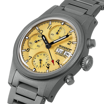 Boderry Chronograph Watch LANDMASTER Titanium Automatic mechanical Field Watches Outdoor Sport Waterproof Dive Wristwatch Men