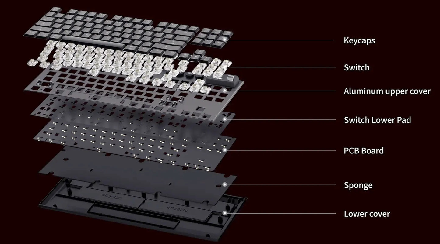 HEXGEARS A3 Mechanical Keyboard Kailh Switch Bluetooth/2.4G/Type-C Wired Connection 87 Key RGB Hot Swap Wireless Gaming Keyboard