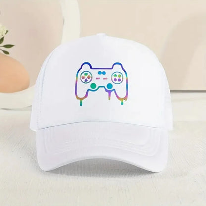 1 Stück Kinder-Baseballkappe mit Sonnenschutz und Gamepad-Muster für Spiele im Freien – lustiger Aufdruck
