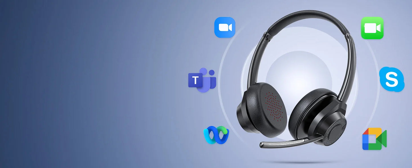 Bluetooth Headset, Wireless Bluetooth V5.4 Headphones with Microphone, Noise Canceling Mic Multipoint Connect Wireless Headset