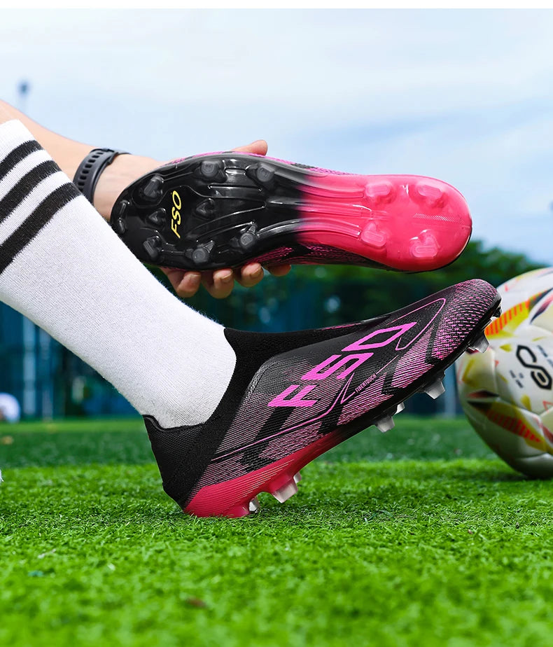 Botas de fútbol para hombre, antideslizantes, para niños, para exterior, zapatillas de fútbol superventas, para partido sobre césped, de alta calidad, con tacos, de caña alta y ligeras