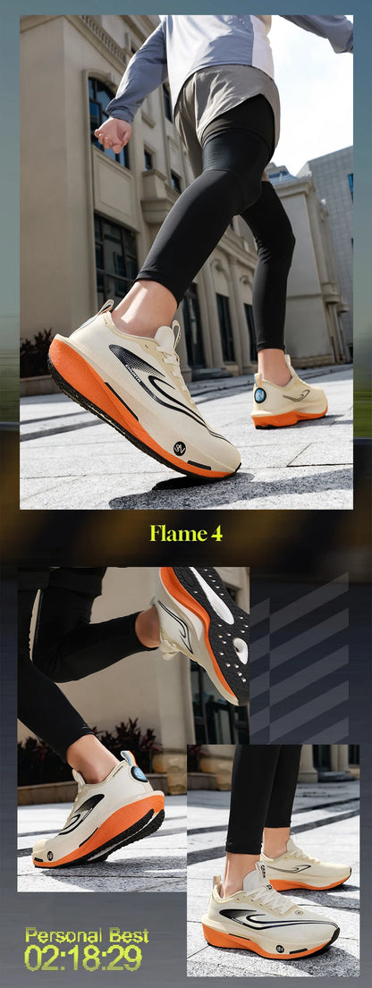 Løbesko med kulfiberplade til maraton, åndbare, lette, komfortable og skridsikre sportssneakers til mænd og kvinder