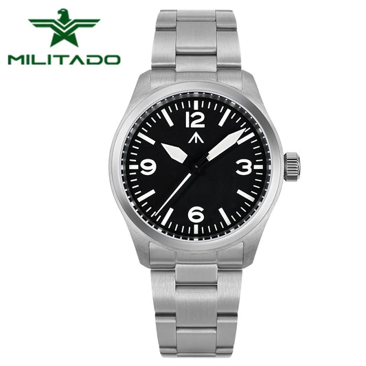 Militado ML08 V2 Vintage Quartz Watch Military VH31 Movement  Double Sapphire Crystal C3 BGW-9 Luminous Waterproof 38mm Watch